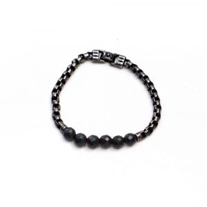 Ash Black Link And Bead Bracelet