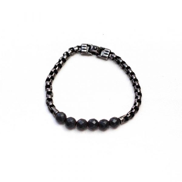 Ash Black Link And Bead Bracelet
