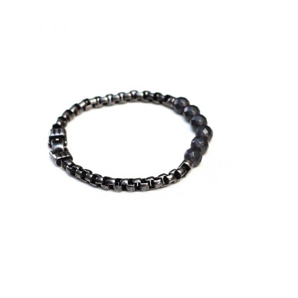 Ash Black Link And Bead Bracelet - Image 2